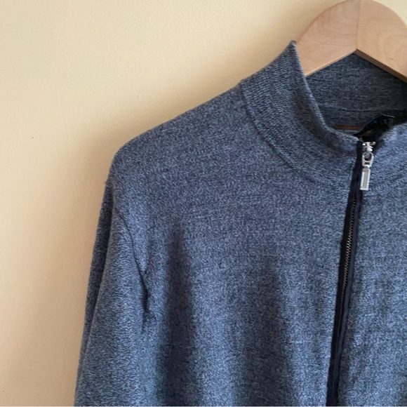 Peter Millar 100% Merino Wool Full-Zip Sweater Men XL Grey Elbow Patch Preppy - Picture 4 of 16